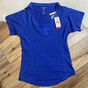 Women's Antigua Texas Rangers Notch Neck Top in royal blue